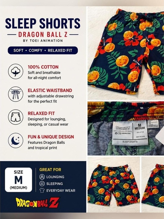 dragon ball z Other - NWT Men’s Dragon Ball Z Sleep Shorts Size Medium